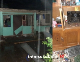 Televisi dan Bagian Depan Rumah Warga Sukalarang Sukabumi Jebol Disambar Petir