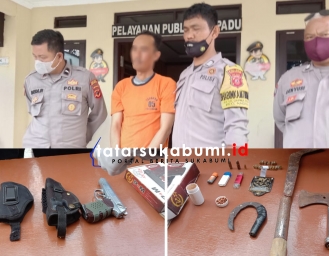 Polisi Amankan Pria Pemilik ASG Makarov dan Holsters, Peluru Glock Hingga Jimat Isim di Nagrak Sukabumi 