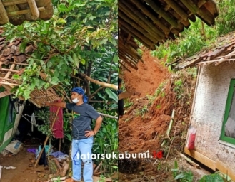 Tebing Longsor Terjang Rumah Warga Nyalindung Sukabumi