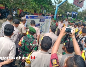 Jelang Pelantikan Presiden Jokowi, Polres Sukabumi dan TNI Gelar Pasukan 