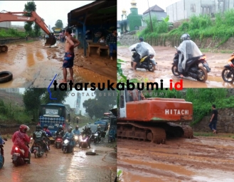 Banjir Lumpur Terjang Ruas Jalan Sukabumi - Palabuanratu